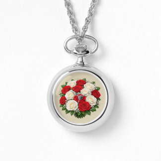 Red and white roses watch