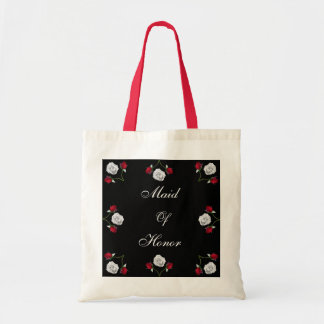 Red and White Roses wedding tote bag