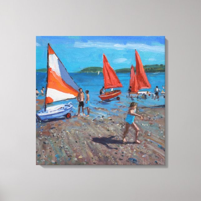 Red and White Sails Abersoch Canvas Print (Front)