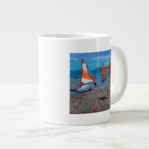 Red and White Sails Abersoch Large Coffee Mug