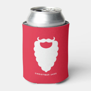 Red and White Santa Beard Modern Holiday Can Cooler