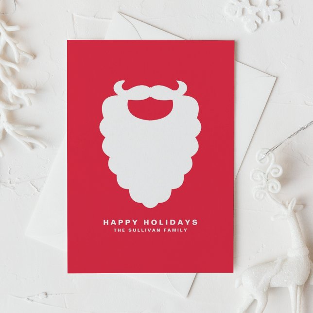 Red and White Santa Beard Modern Holiday Card (Creator Uploaded)