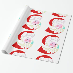 Red and White Santa Christmas Holiday Wrapping Paper