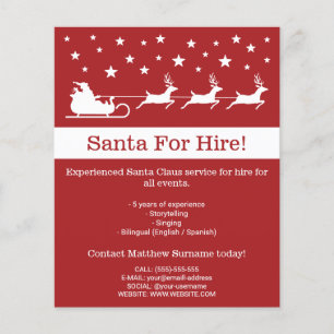 Red And White Santa Sleigh - Santa For Hire Flyer