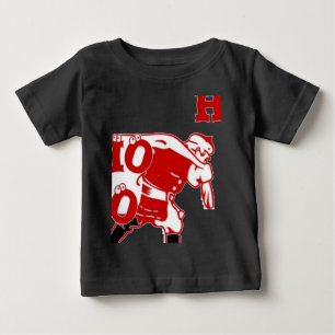 Red and White Santa Walking Ho Ho Ho Art Print Baby T-Shirt