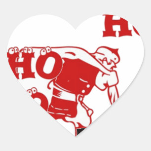 Red and White Santa Walking Ho Ho Ho Art Print Heart Sticker