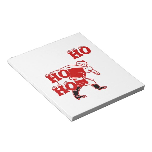 Red and White Santa Walking Ho Ho Ho Art Print Notepad (Angled)