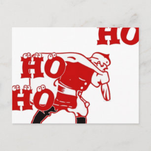 Red and White Santa Walking Ho Ho Ho Art Print Postcard
