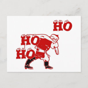 Red and White Santa Walking Ho Ho Ho Art Print Postcard
