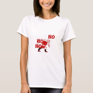 Red and White Santa Walking Ho Ho Ho Art Print T-Shirt