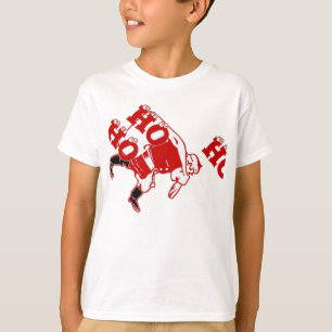 Red and White Santa Walking Ho Ho Ho Art Print T-Shirt