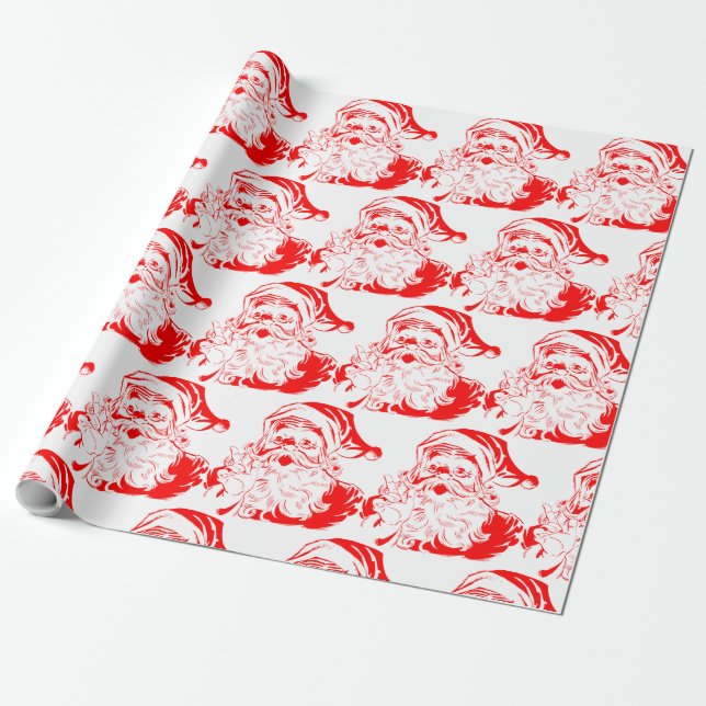 RED AND WHITE SANTA Wrapping Paper (Unrolled)