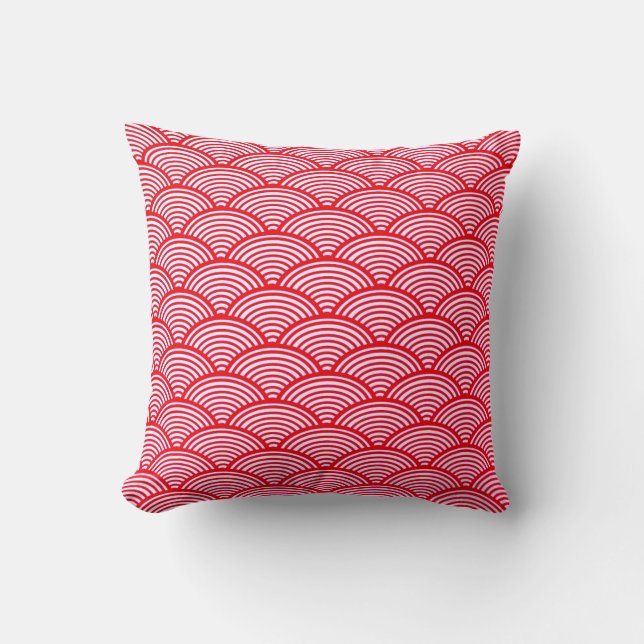 Red and White Scallop Pattern Cushion (Front)