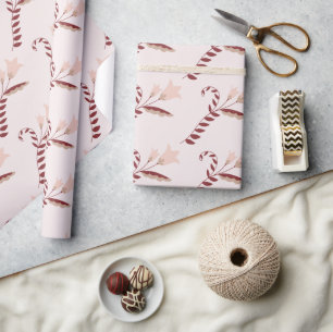 Red and White Scandinavian Floral  Wrapping Paper
