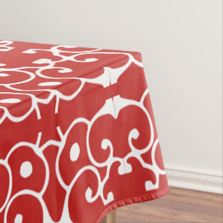 Red and White Schroll Design (Customise the Colour Tablecloth