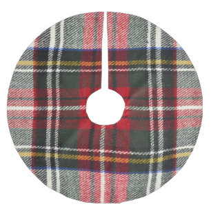 Red and white Scottish tartan plaid. Brushed Polyester Tree Skirt