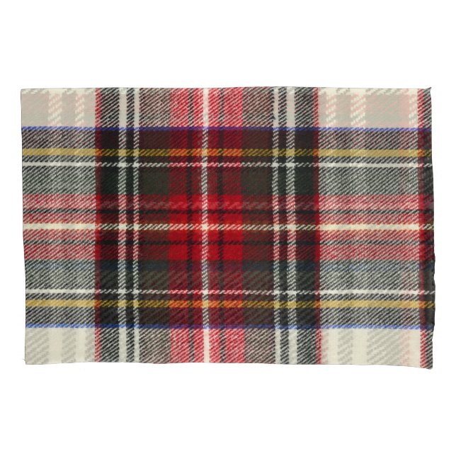 Red and white Scottish tartan plaid. Pillowcase (Front)