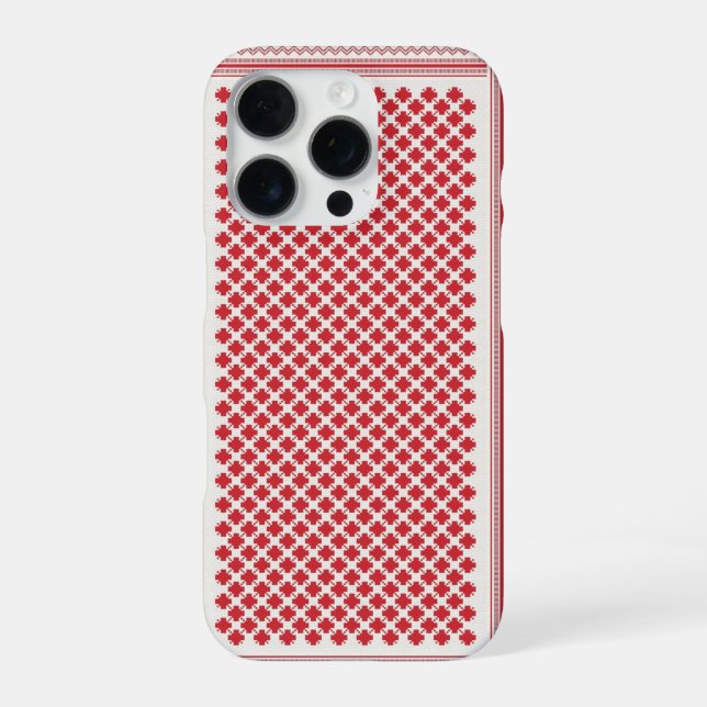 Red and White Shemagh Keffiyeh Pattern iPhone Case (Back)