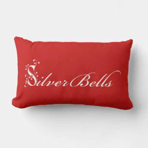 Red and White Silver Bells Christmas Pillow