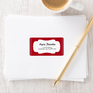 Red and White Simple Personal Return Address Label