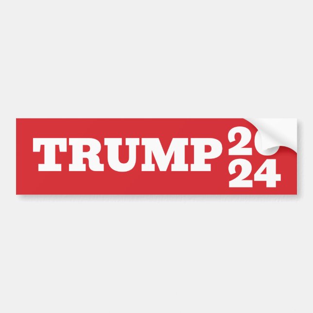 Red and White Simple Trump 2024 Bumper Sticker (Front)