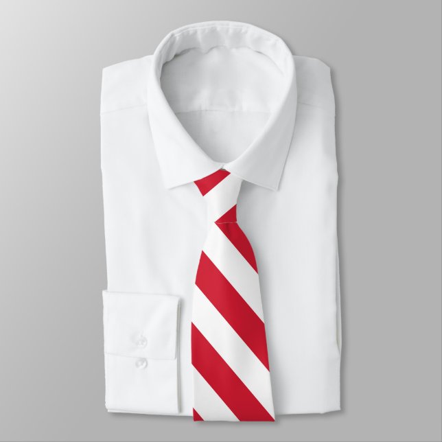 Red and White Slanted Lines Tie (Tied)