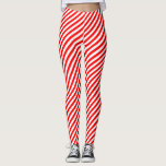 Red and White Small Size Diagonal Stripes Leggings<br><div class="desc">Red and white small size diagonal stripes pattern,  a simple but elegant design</div>