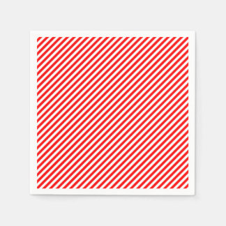 Red and White Small Size Diagonal Stripes Paper Napkin