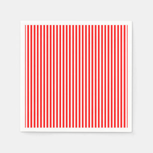 Red and White Small Size Vertical Stripes Paper Napkin