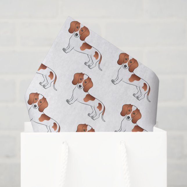 Red And White Smooth Coat Dachshund Dog Pattern Tissue Paper (Gift Bag)