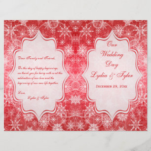 Red and White Snow Flakes Wedding Program