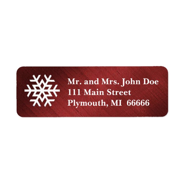 Red and White Snowflake Address Label (Front)