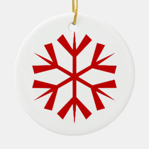 Red and White Snowflake Ceramic Tree Decoration