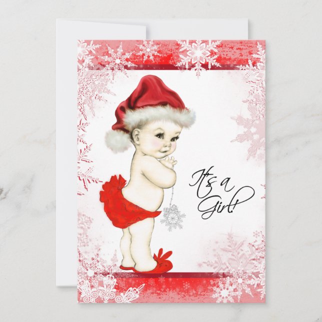 Red and White Snowflake Christmas Baby Shower Invitation (Front)
