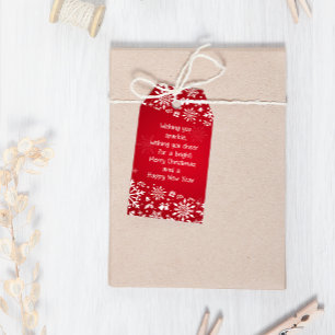 Red and White Snowflake Christmas Gift Tags