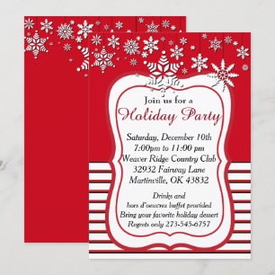 Red and White Snowflake Christmas Invitation