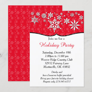 Red and White Snowflake Christmas Invitation