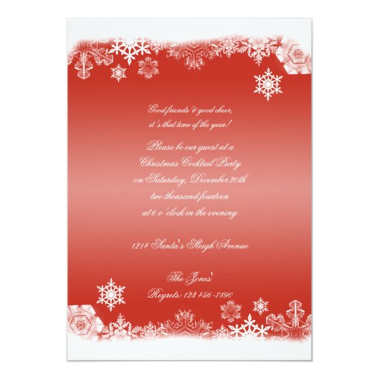 Red and White Snowflake Christmas Party Card
