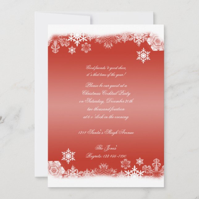 Red and White Snowflake Christmas Party Invitation (Front)