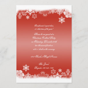 Red and White Snowflake Christmas Party Invitation