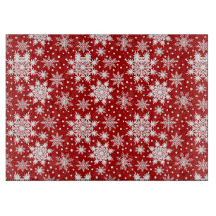 Red and White Snowflake Classic Pattern Design  Cutting Board