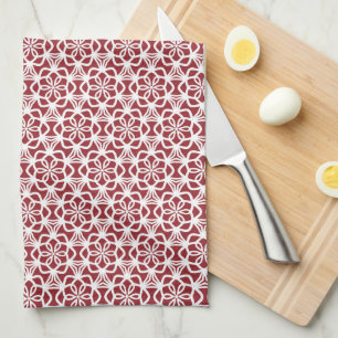 Red and White Snowflake Lace Kitchen Towel