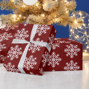 Red and White Snowflake Pattern Christmas Wrapping Paper