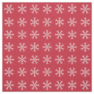 Red and White Snowflake Pattern Fabric