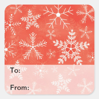 Red and White Snowflake Pattern Gift Tags