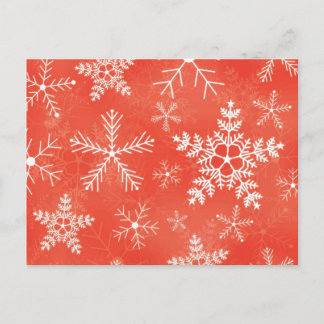 Red and White Snowflake Pattern Postcard