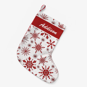 Red And White Snowflake Pattern Small Christmas Stocking