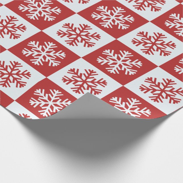 Red and White Snowflake Pattern Wrapping Paper (Corner)