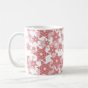 Red and White Snowflake Seamless Pattern Coffee Mug
