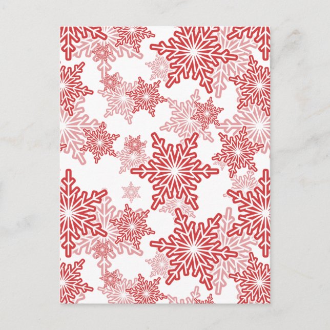 Red and White Snowflake Seamless Pattern Postcard (Front)